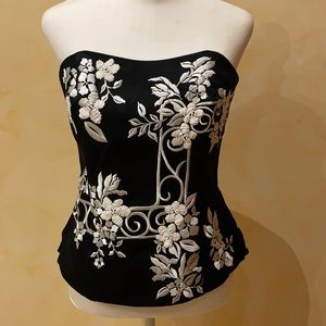 White House Black Market Floral Embroidered Bustier